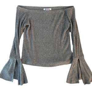 Off the Shoulder Gray Sweater